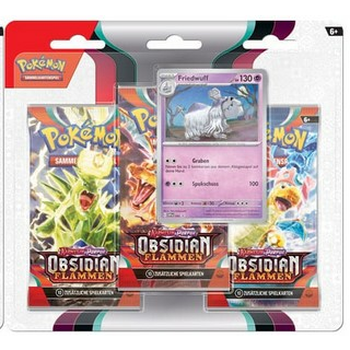 Pokèmon - Karmesin & Purpur 03 Obsidian Flammen - 3-Pack Blister - Friedwuff - deutsch