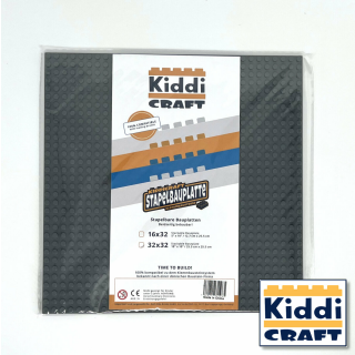 Kiddicraft Stackable Baseplate 32 x 32 Noppen (25,5 x 25,5cm) Dunkelgrau