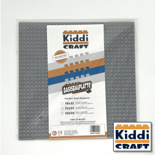 Kiddicraft Baseplate 32 x 32 Noppen (25,5 x 25,5cm) Hellgrau