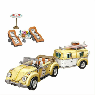 LOZ - Oldtimer Cabrio mit Wohnwagen (mini blocks)