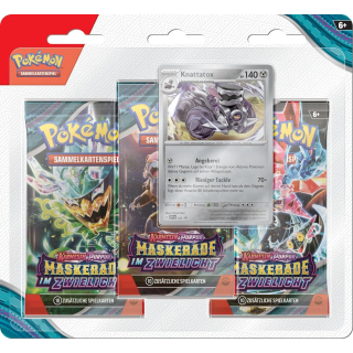 Pokémon - Karmesin & Purpur 06 - Maskerade im Zwielicht - 3-Pack Blister Knattatox - deutsch