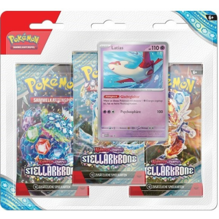 Pokémon - Karmesin & Purpur 07 - Stellarkrone - 3-Pack Blister Latias - deutsch